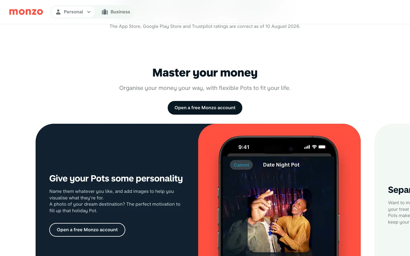 Monzo Pots: Give your Pots some personality, a phone with a Date Night Pot and a photo