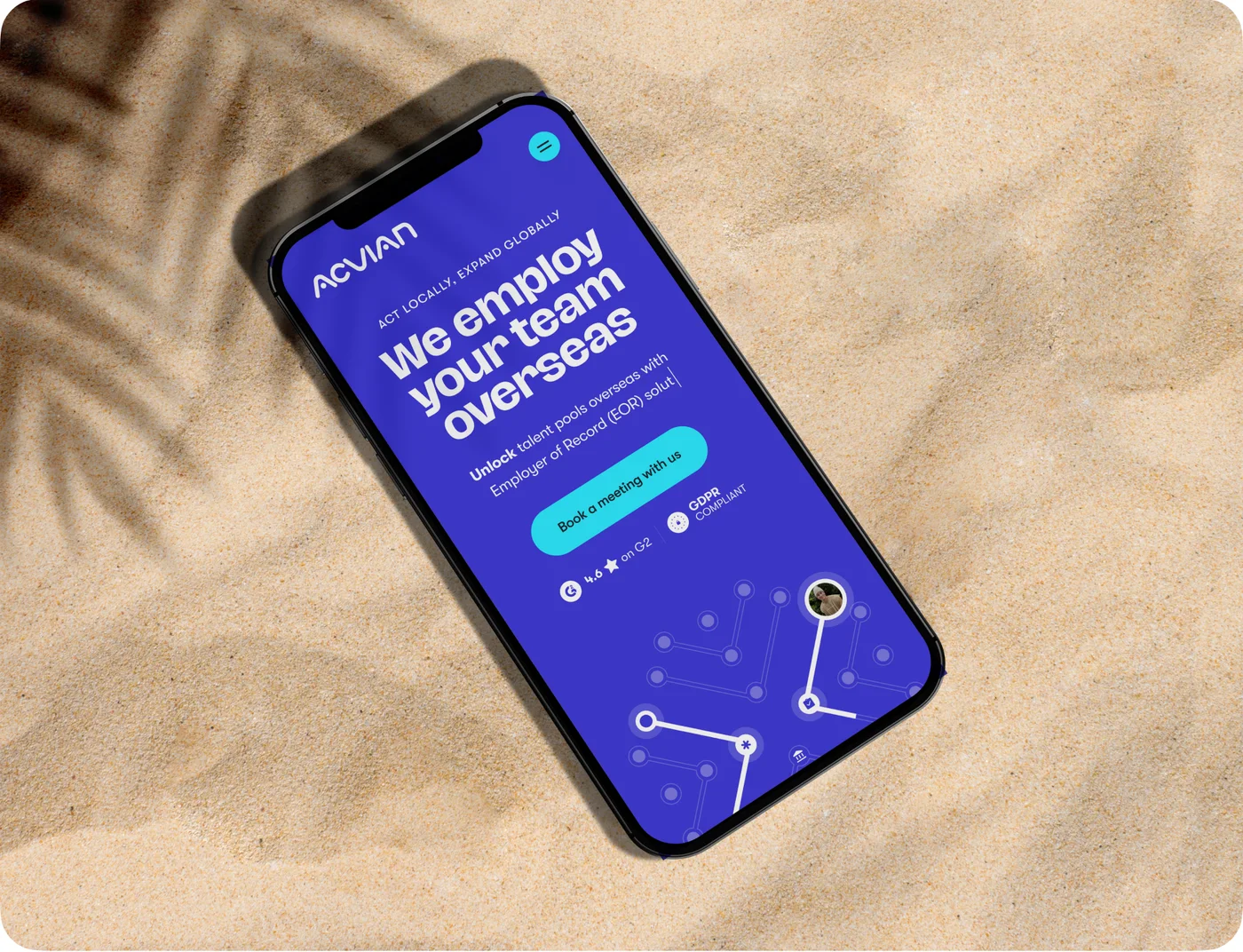 Acvian's new site on a phone
